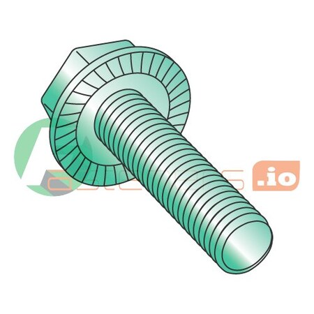 8-32 x 1/2" Serrated Hex Flange Screws/Unslotted/Steel/Zinc Green (Carton: 8,000 pcs)